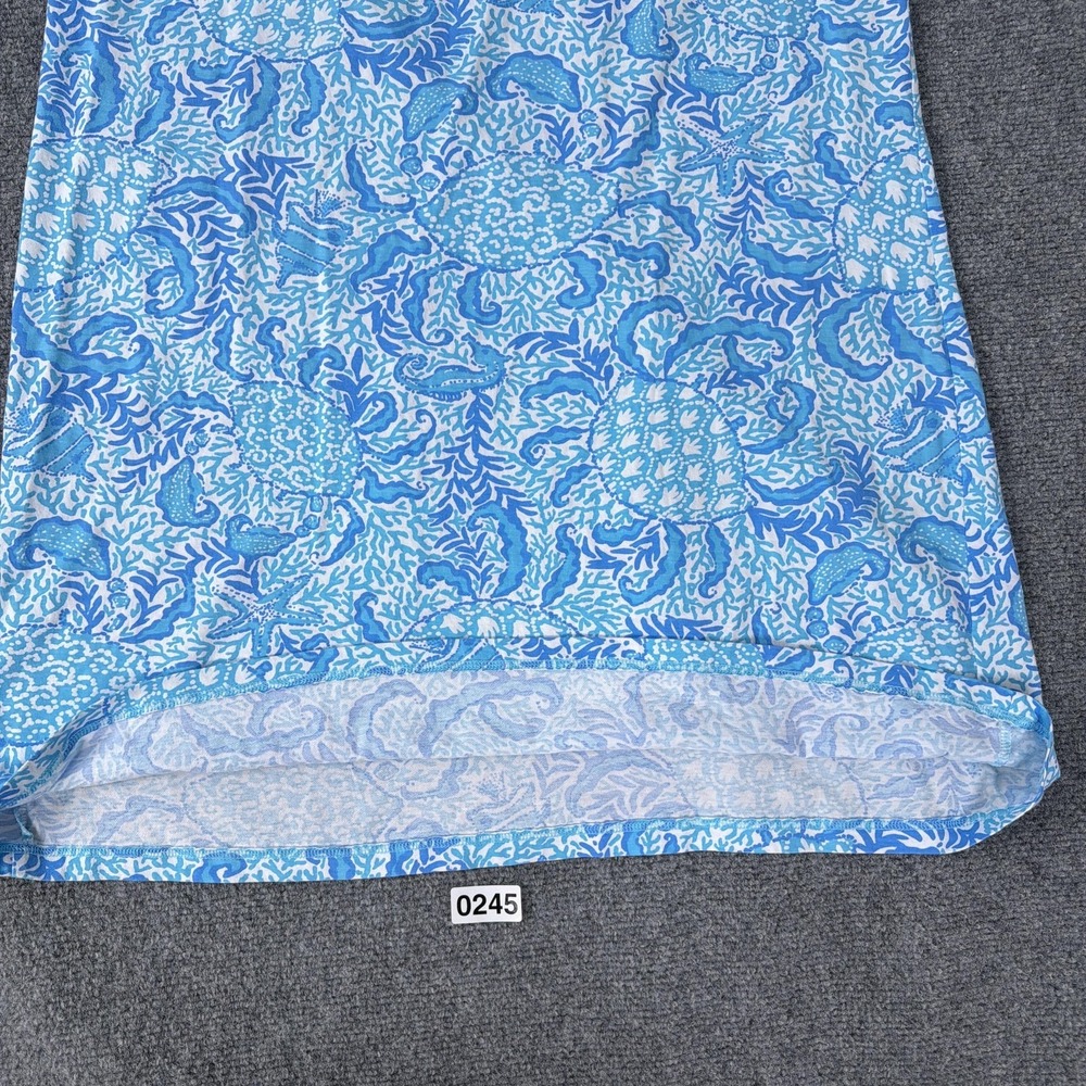 Lilly Pulitzer Dress Etta V-Neck Blue Goombay Grooves Pima Cotton Resort Beach - Picture 10 of 12